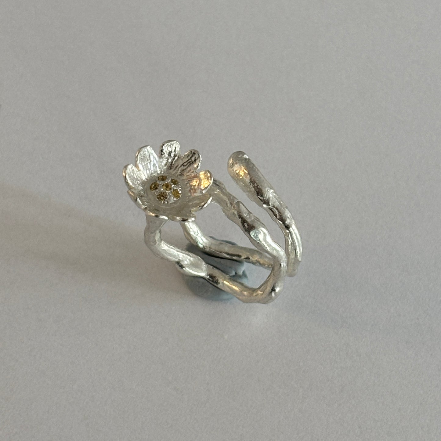 Yellow Sapphire Flower Ring
