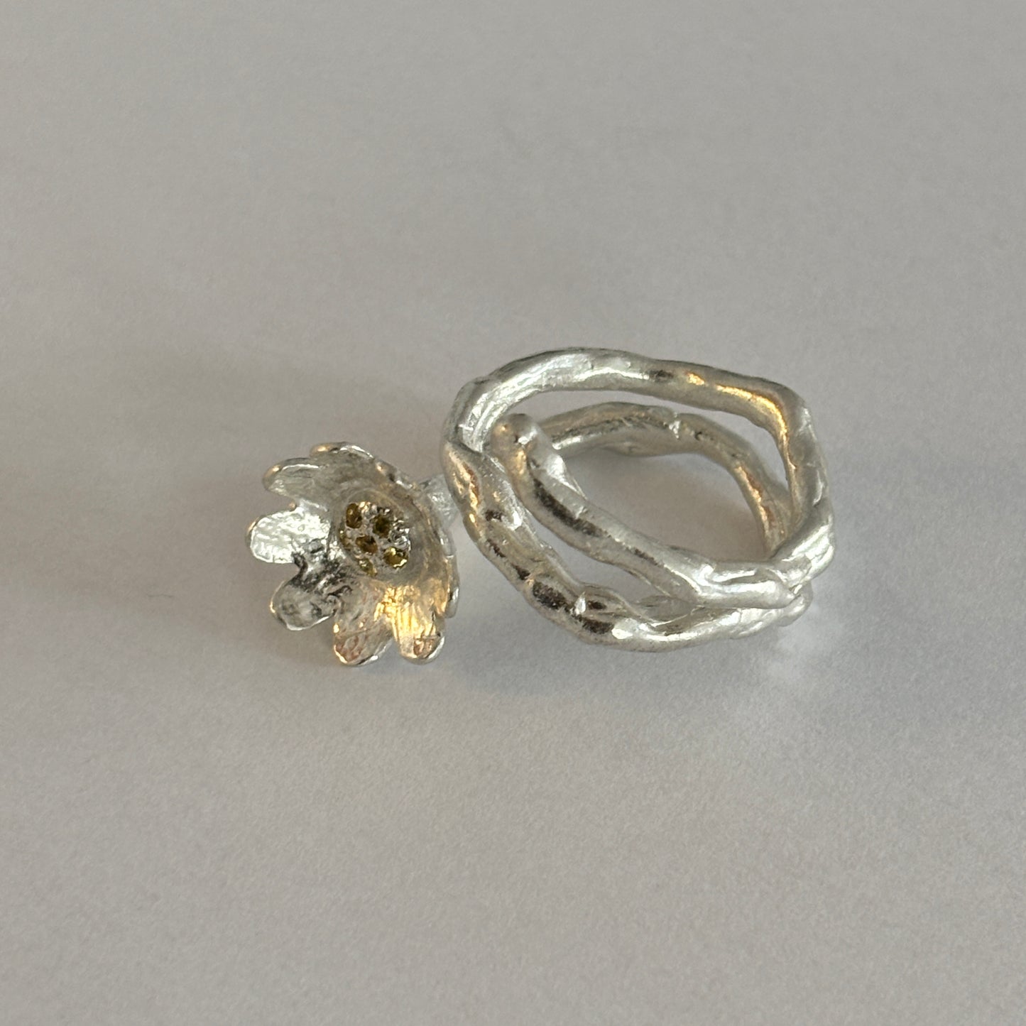 Yellow Sapphire Flower Ring