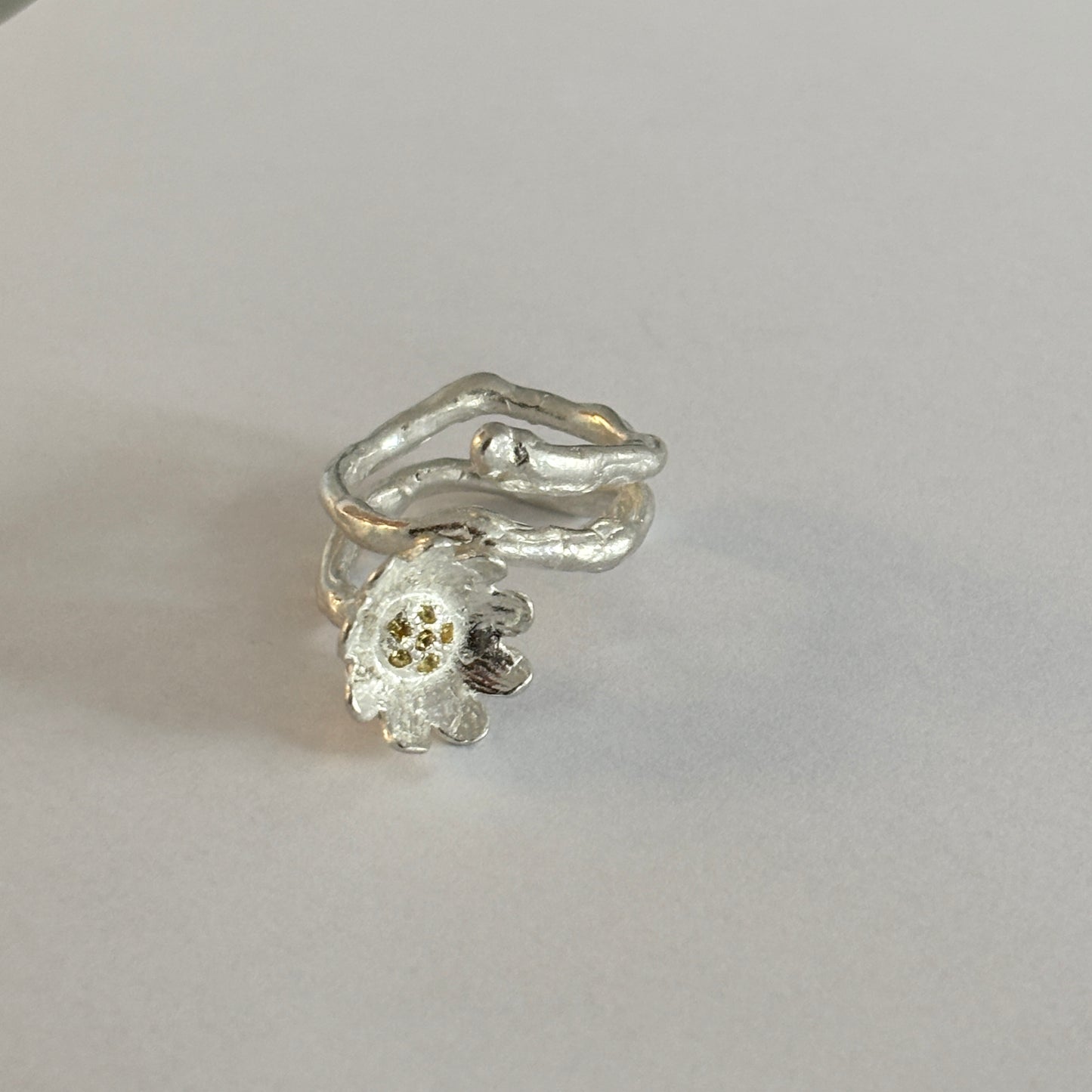 Yellow Sapphire Flower Ring