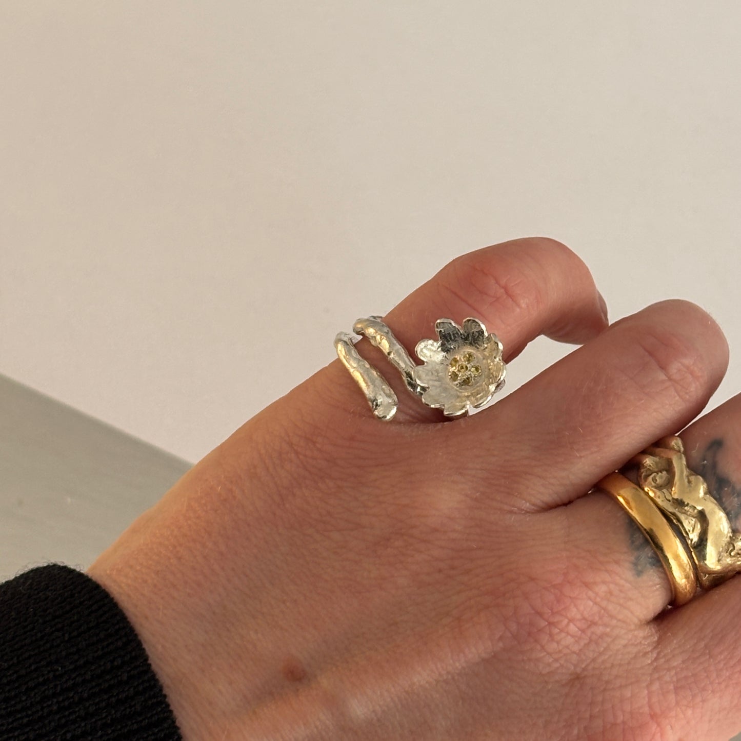 Yellow Sapphire Flower Ring
