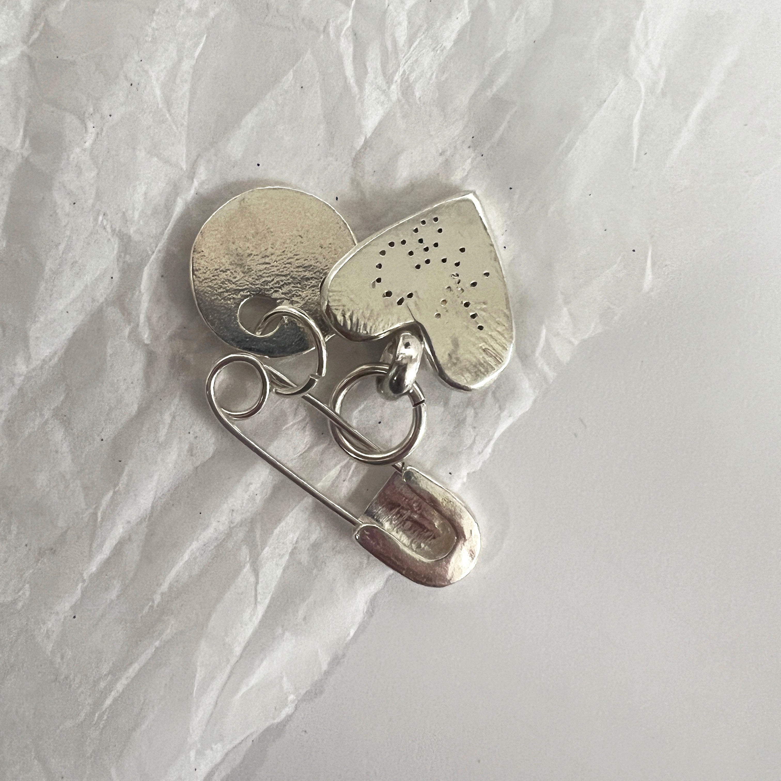 Silver heart clearance pin